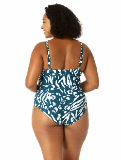 Anne Cole V-Wire One Piece Plus Size Swimsuit -CA Swimsuit Sales Shop 23PO07057AnneColeVWireOnePiecePlusSizeJungleFeverBackEdit