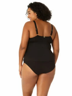 Anne Cole Surplice Under Wired Plus Size Tankini -CA Swimsuit Sales Shop 23PT23301AnneColeSurpliceTankiniBlackBackEdit