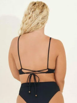 Maaji Parade Longline Triangle Bikini Top -CA Swimsuit Sales Shop 3189STR004ParadeLLTriangleBraBlackOrchidBackPlus