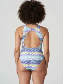 PrimaDonna Holiday Plunge Lace Up One Piece Swimsuit -CA Swimsuit Sales Shop 4007145HolidaySpecialSwimsuitMezcalitaBlueBack