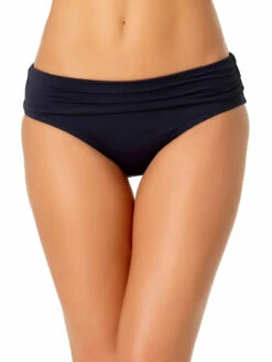 Anne Cole Shirred Hi-Low Swim Bottom -CA Swimsuit Sales Shop AnneColeHi LowSwimBottomMYMB36001NavyFrontAlt