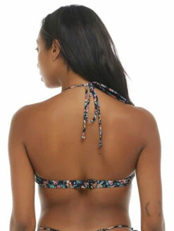 Body Glove Macabu Luana Halter Swim Top -CA Swimsuit Sales Shop BodyGloveLuanaHalterSliderBikiniTop39 582219BlackFloralBack