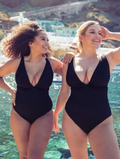 Curvy Kate Twist And Shout Non Wire One Piece Swimsuit 11 Curvy Kate Twist And Shout Non Wire One Piece Swimsuit -CA Swimsuit Sales Shop CS024606NonWireOnePieceSwimsuitBlackFrontLifestyleEdited