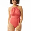 Coco Reef Belted High Neck One Piece Swimsuit