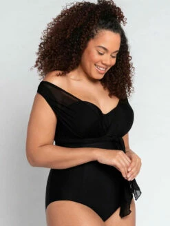 Curvy Kate Wrapsody One Piece Bandeau Swimsuit -CA Swimsuit Sales Shop CurvyKateWrapsodySwimSuitBlackCS005600FrontAlt