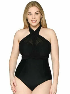 Curvy Kate Wrapsody One Piece Bandeau Swimsuit -CA Swimsuit Sales Shop CurvyKateWrapsodySwimSuitBlackCS005600FrontAlt2