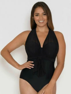 Curvy Kate Wrapsody One Piece Bandeau Swimsuit -CA Swimsuit Sales Shop CurvyKateWrapsodySwimSuitBlackCS005600FrontAlt3