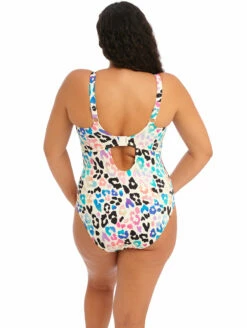 Elomi Party Bay Plunge One Piece Swimsuit -CA Swimsuit Sales Shop ES801444PartyBayNonWiredPlungeSwimsuitLeoMultiBackEdited