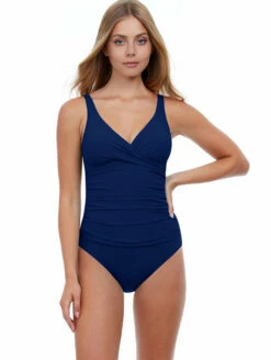 Profile By Gottex Tummy Control Surplice One Piece Swimsuit