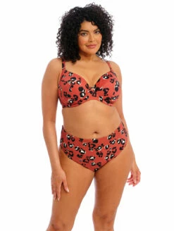 Elomi Kotiya Mid Rise Bikini Brief -CA Swimsuit Sales Shop ElomiKotiyaMidRiseBikiniBriefES800972PlungeBikiniTopES800902TerracotaFront