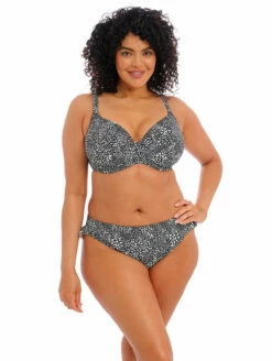 Elomi Pebble Cove Hi-Leg Bikini Brief -CA Swimsuit Sales Shop ElomiPebbleCoveHighLegBikiniBriefES801185PlungeBikiniTopES801102BlackSetFront