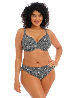 Elomi Pebble Cove Plunge Bikini Top -CA Swimsuit Sales Shop ElomiPebbleCovePlungeBikiniTopES801102HighLegBikiniBriefES801185BlackSetFront
