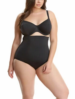 Elomi Essentials Hi-Waist Swim Brief -CA Swimsuit Sales Shop ElomiSwimEssentialsHi WaistSwimBriefES7604PlungeTopES7504Black