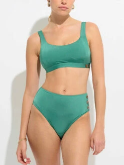 Everyday Sunday High Waist Bottom -CA Swimsuit Sales Shop EverydaySundayHighWaistBottomESBL0013BXSquareNeckCropTopESFL0043TShadyGladeSet