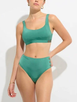Everyday Sunday Square Neck Crop Top -CA Swimsuit Sales Shop EverydaySundayShadyGladeGreenSquareNeckCropTopESFL0043TGreenShadyGladeHighWaistBottomESFL0016BSet