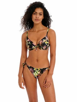 Freya Savana Sunset Tie Side Bikini Brief -CA Swimsuit Sales Shop FreyaSavannaSunsetTieSideBikiniBriefAS204175PlungeBikiniTopAS204127BlackMultiFloralFront