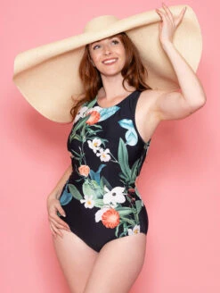 Jantzen Botanical Beauty Farrah High Neck One Piece Swimsuit