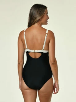 Jantzen Midnight Glam Debbie One Piece Swimsuit -CA Swimsuit Sales Shop JZ23206MDebbieOnePieceBlackIvoryBackEdited