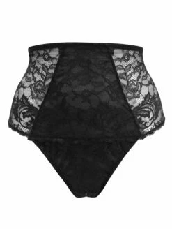 Pour Moi For Your Eyes Only High Waist Crotchless Thong -CA Swimsuit Sales Shop PourMoiForYourEyesOnlyHighWaistCrotchlessThongBlack22805FrontCutOut