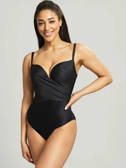 Panache Serenity Moulded Plunge One Piece Swimsuit -CA Swimsuit Sales Shop SW1560PanacheSerenityMouldedPlungeSwimsuitNoirFront