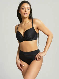 Panache Serenity Plunge Bikini Top -CA Swimsuit Sales Shop SW1564SerenityPlungeBikiniTopSW1567SerenityMidiPantNoirFront